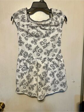 Weekend Academy Girls White Corset Dress with Black Grey Floral Print.